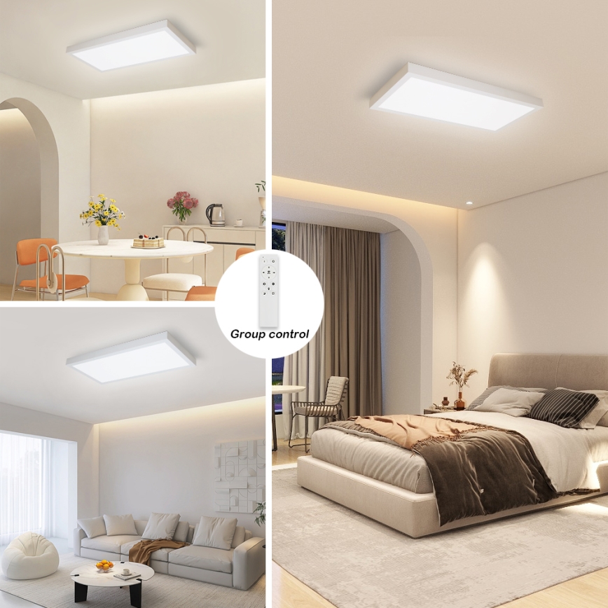 Brilagi - LED Prigušiva stropna svjetiljka za kupaonicu FRAME SMART LED/30W/230V 30x60 cm 3000-6000K IP44 bijela + daljinski upravljač