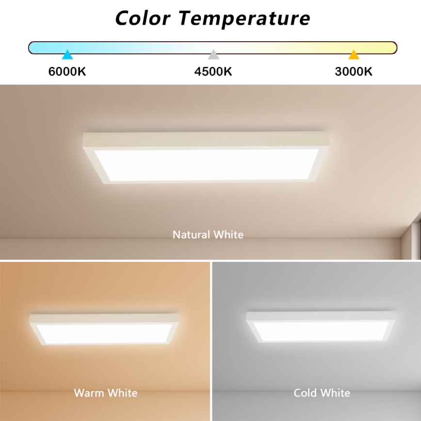 Brilagi - LED Prigušiva stropna svjetiljka za kupaonicu FRAME SMART LED/30W/230V 30x60 cm 3000-6000K IP44 bijela + daljinski upravljač