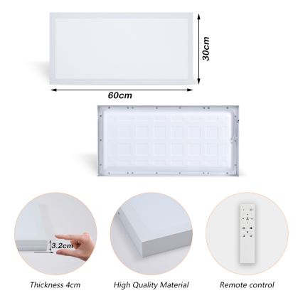 Brilagi - LED Prigušiva stropna svjetiljka za kupaonicu FRAME SMART LED/30W/230V 30x60 cm 3000-6000K IP44 bijela + daljinski upravljač