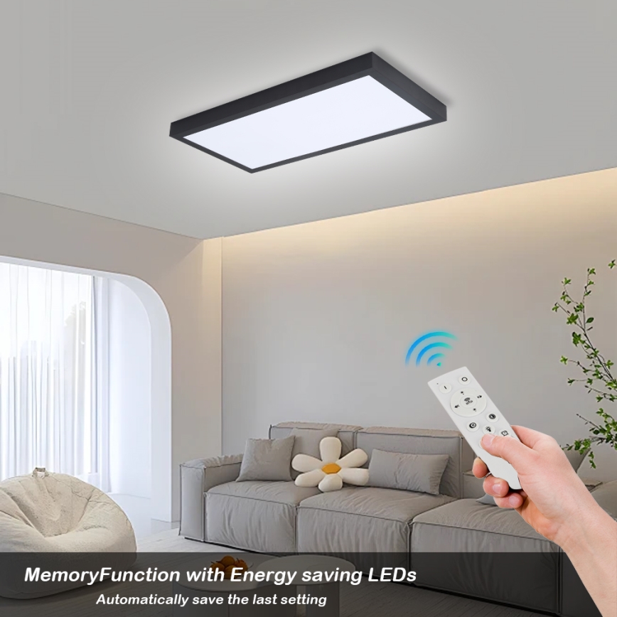 Brilagi - LED Prigušiva stropna svjetiljka za kupaonicu FRAME SMART LED/30W/230V 30x60 cm 3000-6000K  IP44 crna  + daljinski upravljač