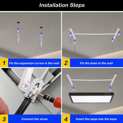 Brilagi - LED Prigušiva stropna svjetiljka za kupaonicu FRAME SMART LED/30W/230V 30x60 cm 3000-6000K  IP44 crna  + daljinski upravljač
