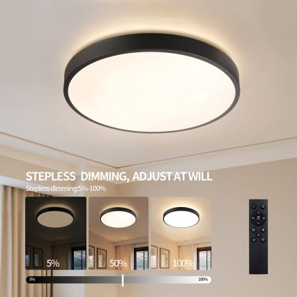 Brilagi - LED stropna svjetiljka s prigušivanjem GLASS POOL DOUBLE LED/80W/230V 3000-6000K 60 cm crna + daljinski upravljač