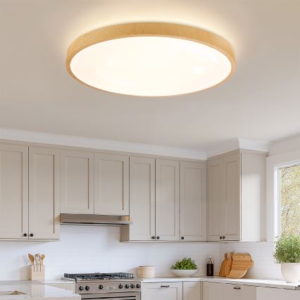 Brilagi - LED stropno svjetlo s mogućnošću prigušivanja GLASS POOL DOUBLE LED/80W/230V 3000-6000K 60 cm drveni dekor + daljinski upravljač