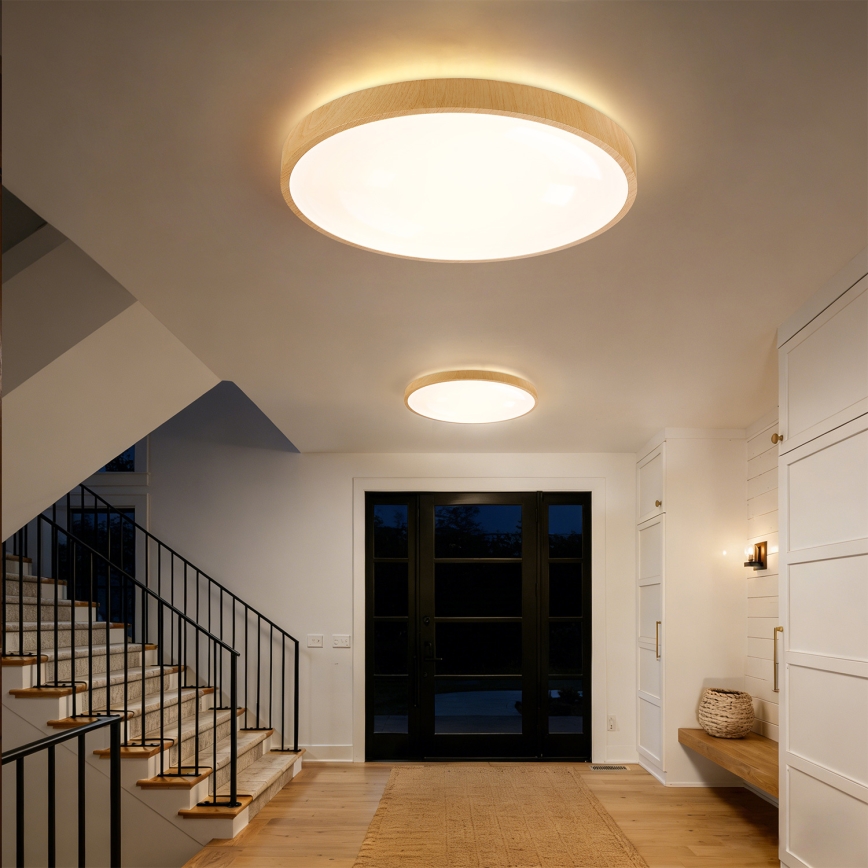 Brilagi - LED stropno svjetlo s mogućnošću prigušivanja GLASS POOL DOUBLE LED/80W/230V 3000-6000K 60 cm drveni dekor + daljinski upravljač