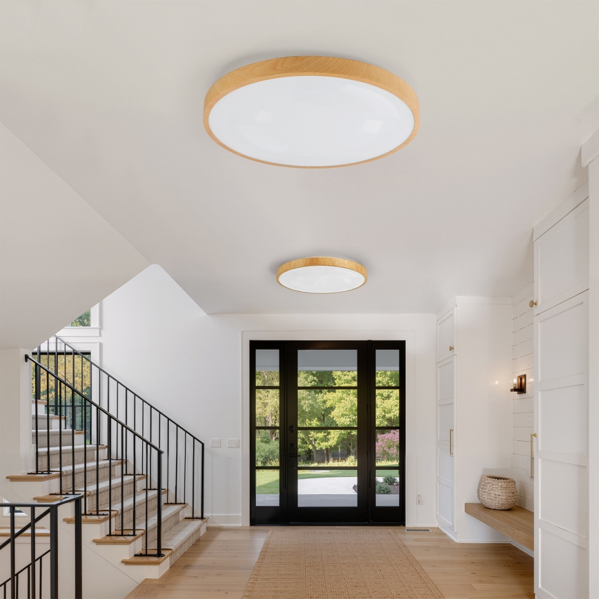 Brilagi - LED stropno svjetlo s mogućnošću prigušivanja GLASS POOL DOUBLE LED/80W/230V 3000-6000K 60 cm drveni dekor + daljinski upravljač