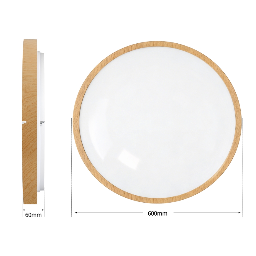 Brilagi - LED stropno svjetlo s mogućnošću prigušivanja GLASS POOL DOUBLE LED/80W/230V 3000-6000K 60 cm drveni dekor + daljinski upravljač