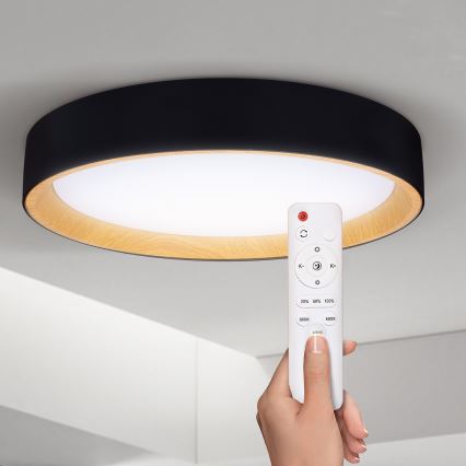 Brilagi - LED Prigušiva stropna svjetiljka LARIOS LED/60W/230V 3000-6500K ø 49 cm crna + daljinski upravljač