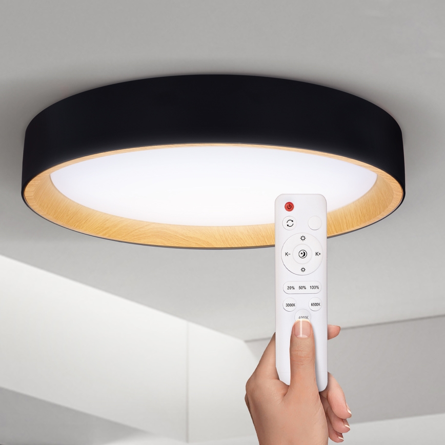 Brilagi - LED Prigušiva stropna svjetiljka LARIOS LED/60W/230V 3000-6500K ø 49 cm crna + daljinski upravljač
