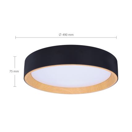 Brilagi - LED Prigušiva stropna svjetiljka LARIOS LED/60W/230V 3000-6500K ø 49 cm crna + daljinski upravljač