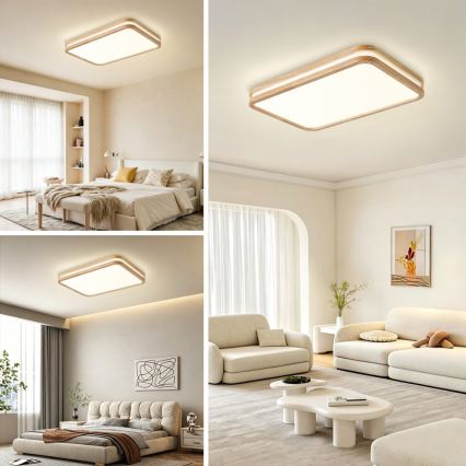 Brilagi - LED stropno svjetlo s mogućnošću prigušivanja MOLINA SQUARE LED/54W/230V 3000-6000K hrast 60x40 cm + daljinski upravljač