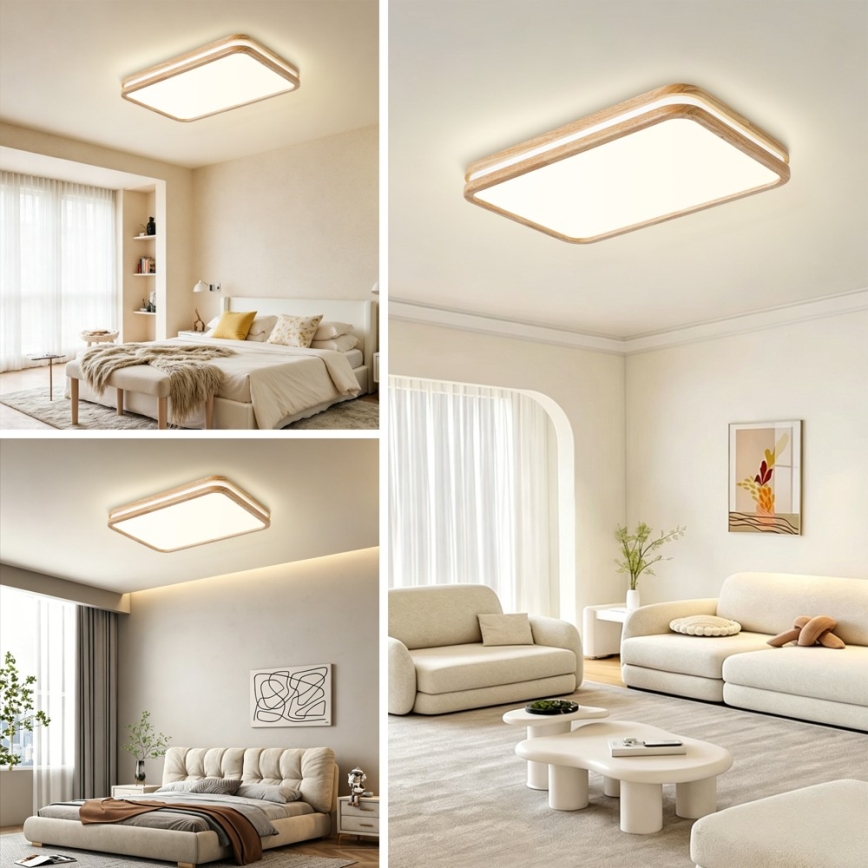 Brilagi - LED stropno svjetlo s mogućnošću prigušivanja MOLINA SQUARE LED/54W/230V 3000-6000K hrast 60x40 cm + daljinski upravljač