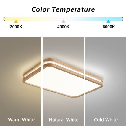 Brilagi - LED stropno svjetlo s mogućnošću prigušivanja MOLINA SQUARE LED/54W/230V 3000-6000K hrast 60x40 cm + daljinski upravljač