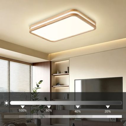 Brilagi - LED stropno svjetlo s mogućnošću prigušivanja MOLINA SQUARE LED/54W/230V 3000-6000K hrast 60x40 cm + daljinski upravljač