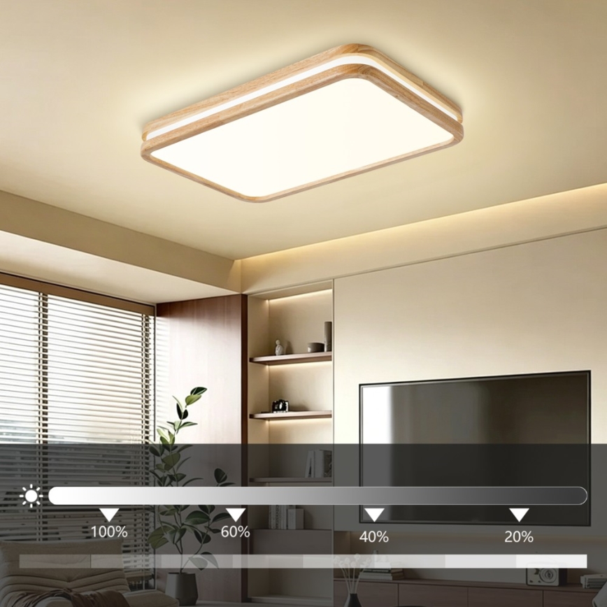 Brilagi - LED stropno svjetlo s mogućnošću prigušivanja MOLINA SQUARE LED/54W/230V 3000-6000K hrast 60x40 cm + daljinski upravljač