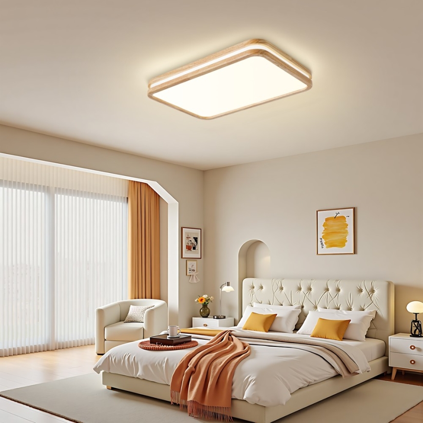 Brilagi - LED stropno svjetlo s mogućnošću prigušivanja MOLINA SQUARE LED/54W/230V 3000-6000K hrast 60x40 cm + daljinski upravljač