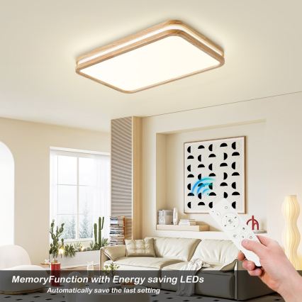 Brilagi - LED stropno svjetlo s mogućnošću prigušivanja MOLINA SQUARE LED/54W/230V 3000-6000K hrast 60x40 cm + daljinski upravljač