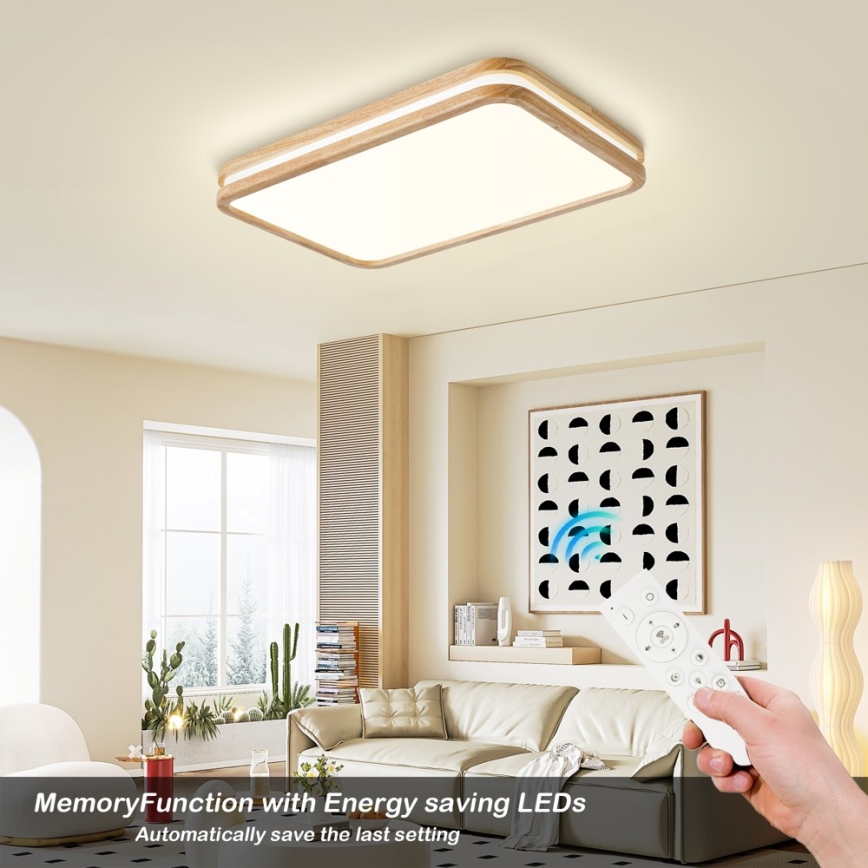 Brilagi - LED stropno svjetlo s mogućnošću prigušivanja MOLINA SQUARE LED/54W/230V 3000-6000K hrast 60x40 cm + daljinski upravljač
