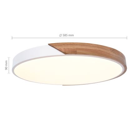 Brilagi - stropna LED svjetiljka s prigušivanjem PILANA LED/60W/230V 3000-6500K hrast/bijela Ø 60 cm + daljinski upravljač