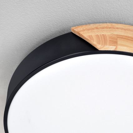 Brilagi - LED Prigušivo stropno svjetlo PILANA LED/60W/230V 3000-6500K hrast/crna Ø 58,5 cm + s daljinskim upravljačem