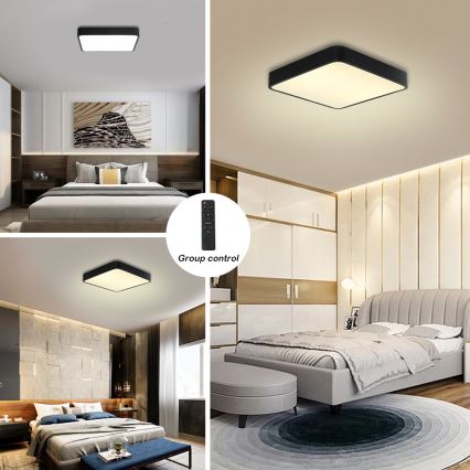 Brilagi - LED Prigušiva stropna svjetiljka POOL LED/48W/230V 3000-6000K 50x50 cm crna + daljinski upravljač