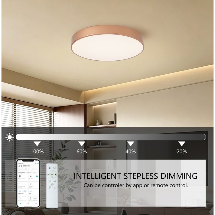 Brilagi - prigušivo LED stropno svjetlo POOL SMART LED/60W/230V 3000-6000K pr. 50 cm Wi-Fi Tuya brončano + daljinski upravljač