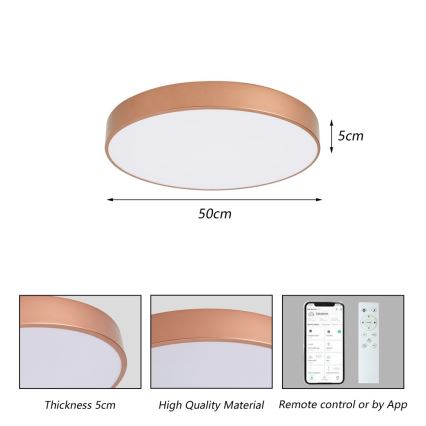 Brilagi - prigušivo LED stropno svjetlo POOL SMART LED/60W/230V 3000-6000K pr. 50 cm Wi-Fi Tuya brončano + daljinski upravljač