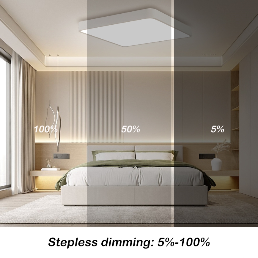 Brilagi - LED Prigušiva stropna svjetiljka POOL SQUARE LED/36W/230V 3000-6000K 40x40 cm bijela + daljinski upravljač