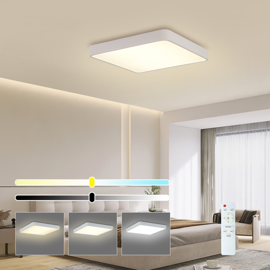 Brilagi - LED Prigušiva stropna svjetiljka POOL SQUARE LED/48W/230V 3000-6000K 50x50 cm bijela + daljinski upravljač