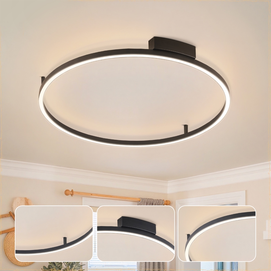 Brilagi - LED prigušiva stropna svjetiljka PORTOFINO LED/60W/230V 3000-6000K Ø 80 cm crna + daljinski upravljač