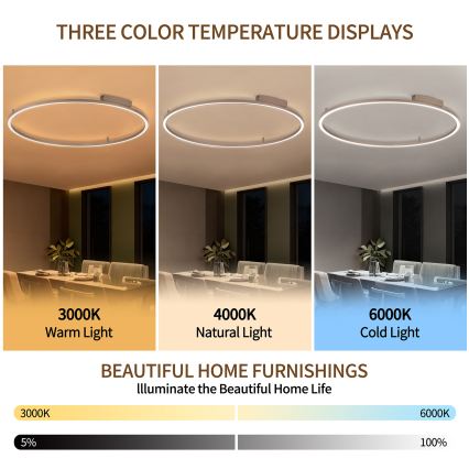 Brilagi - LED stropna svjetiljka s mogućnošću prigušivanja PORTOFINO LED/85W/230V 3000-6000K promjer 120 cm bež + daljinski upravljač