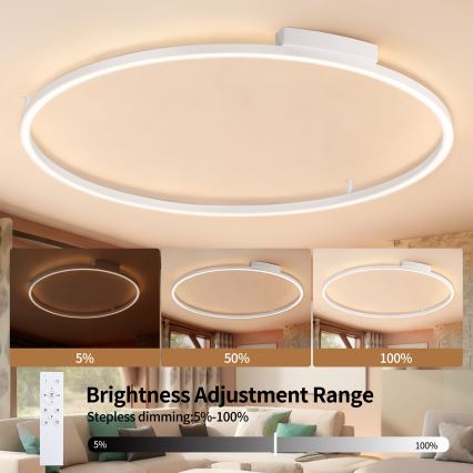 Brilagi - prigušivačka stropna LED svjetiljka PORTOFINO, 85 W, 230 V, 3000–6000 K, promjer 120 cm, bijela + daljinski upravljač