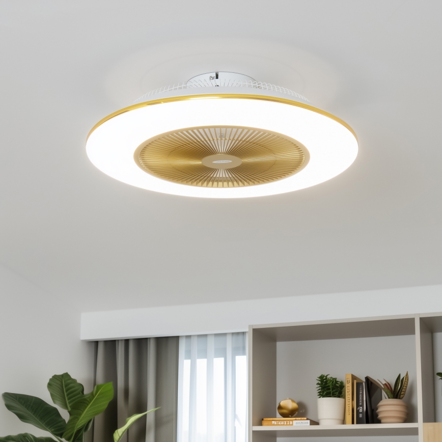 Brilagi - LED Prigušiva svjetiljka s ventilatorom AURA LED/38W/230V 3000-6000K zlatna + daljinski upravljač