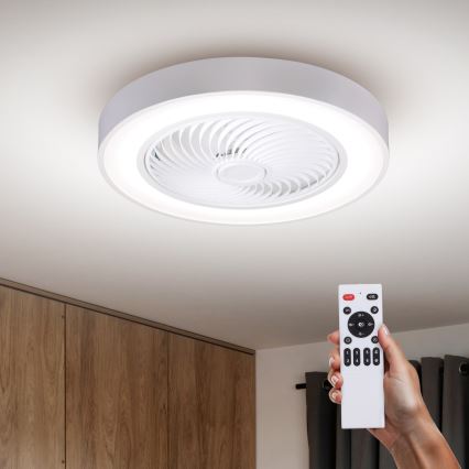 Brilagi - Prigušivo LED stropno svjetlo s ventilatorom LED/30W/230V 3000-6500K pr. 50 cm bijela + daljinsko upravljanje