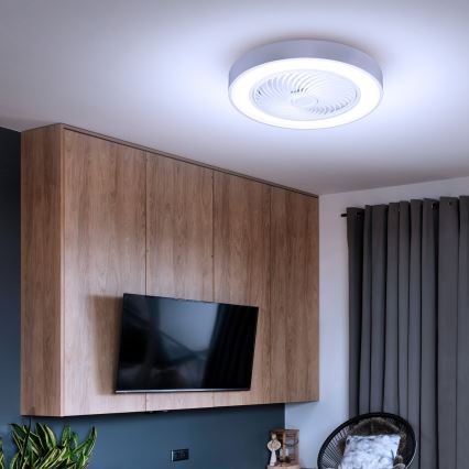 Brilagi - Prigušivo LED stropno svjetlo s ventilatorom LED/30W/230V 3000-6500K pr. 50 cm bijela + daljinsko upravljanje