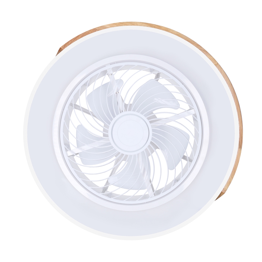 Brilagi - LED prigušivo stropno svjetlo s ventilatorom LED/30W/230V 3000-6500K Ø 50 cm bijela/hrast + daljinski upravljač