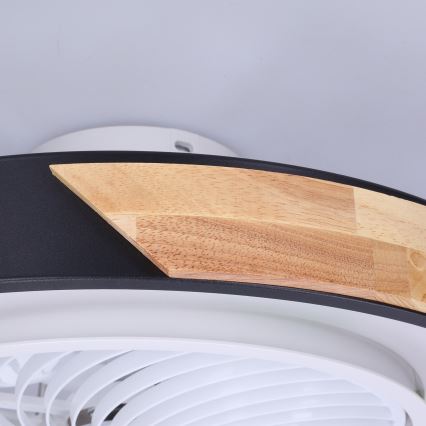 Brilagi - LED stropno svjetlo s ventilatorom, s mogućnošću prigušivanja, 30W/230V, 3000-6500K, Ø 50 cm, crna/hrast + daljinski upravljač