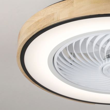 Brilagi - LED stropno svjetlo s ventilatorom, s mogućnošću prigušivanja, 30W/230V, 3000-6500K, Ø 50 cm, crna/hrast + daljinski upravljač