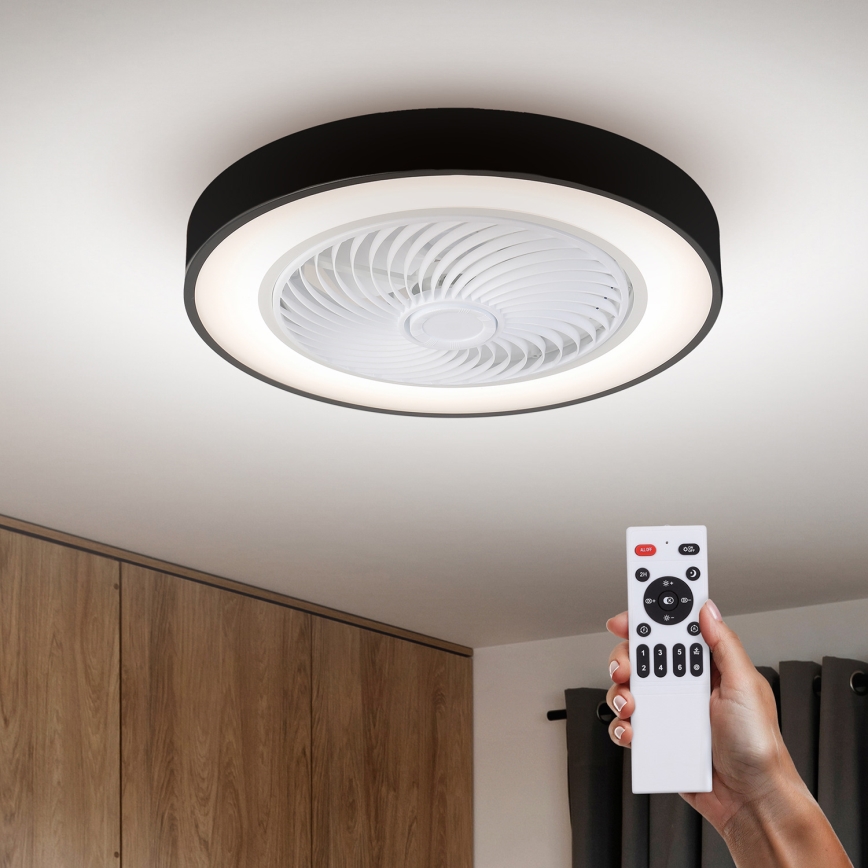 Brilagi - LED Prigušiva stropna svjetiljka s ventilatorom LED/30W/230V 3000-6500K crna + daljinski upravljač