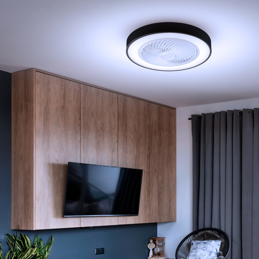 Brilagi - LED Prigušiva stropna svjetiljka s ventilatorom LED/30W/230V 3000-6500K crna + daljinski upravljač