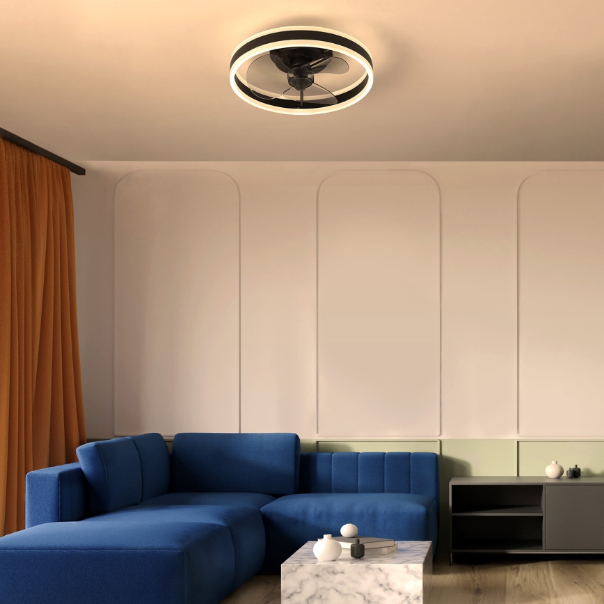 Brilagi - LED Prigušiva stropna svjetiljka s ventilatorom LED/30W/230V 3000-6500K crna + daljinski upravljač