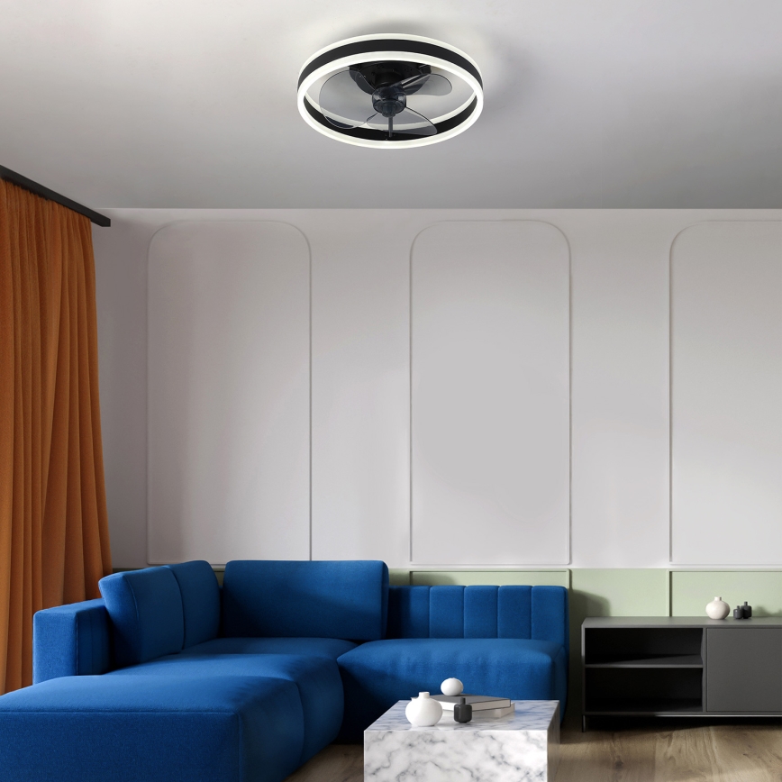 Brilagi - LED Prigušiva stropna svjetiljka s ventilatorom LED/30W/230V 3000-6500K crna + daljinski upravljač