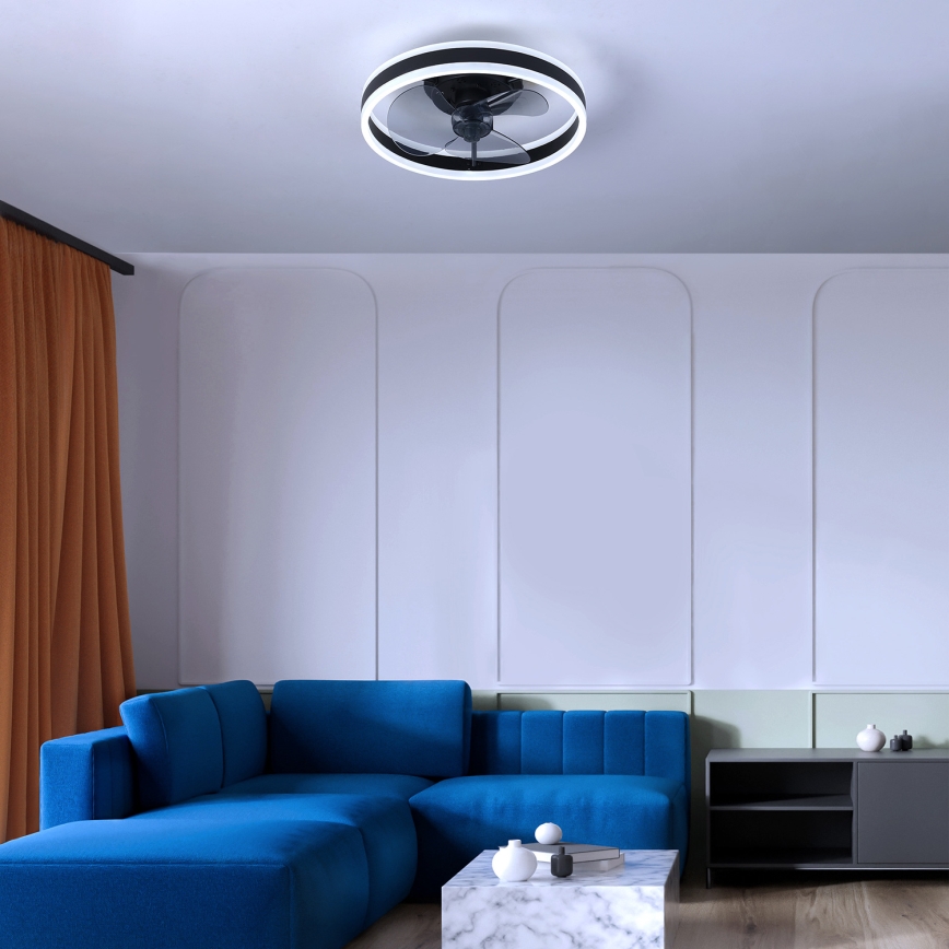 Brilagi - LED Prigušiva stropna svjetiljka s ventilatorom LED/30W/230V 3000-6500K crna + daljinski upravljač