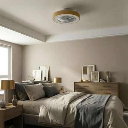 Brilagi - LED prigušivo stropno svjetlo s ventilatorom LED/38W/230V 3000-6500K 3000-6500K Ø 50 cm zlatna + daljinski upravljač