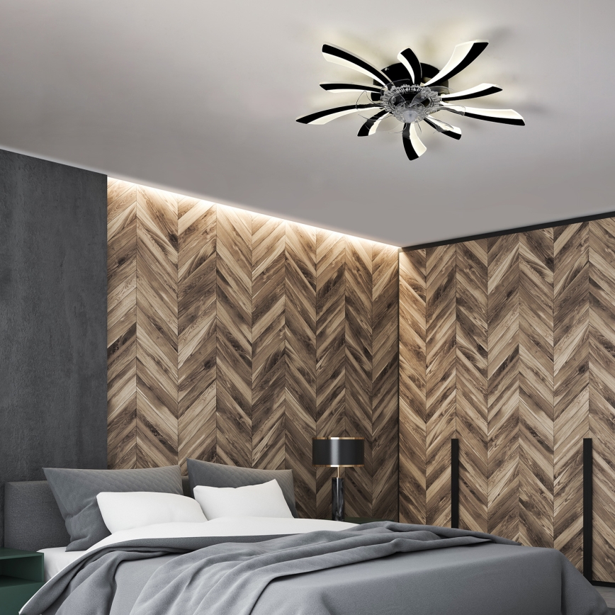 Brilagi - LED Prigušiva stropna svjetiljka s ventilatorom LED/50W/230V 3000-6500K crna + daljinski upravljač