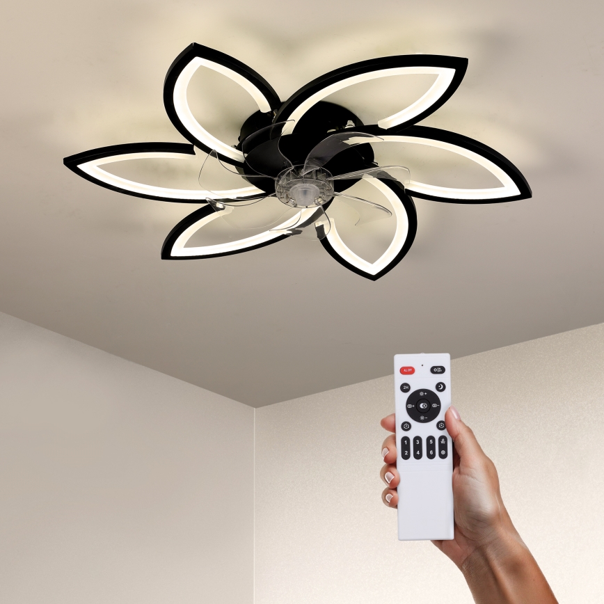 Brilagi - LED Prigušiva stropna svjetiljka s ventilatorom LED/50W/230V 3000-6500K crna + daljinski upravljač