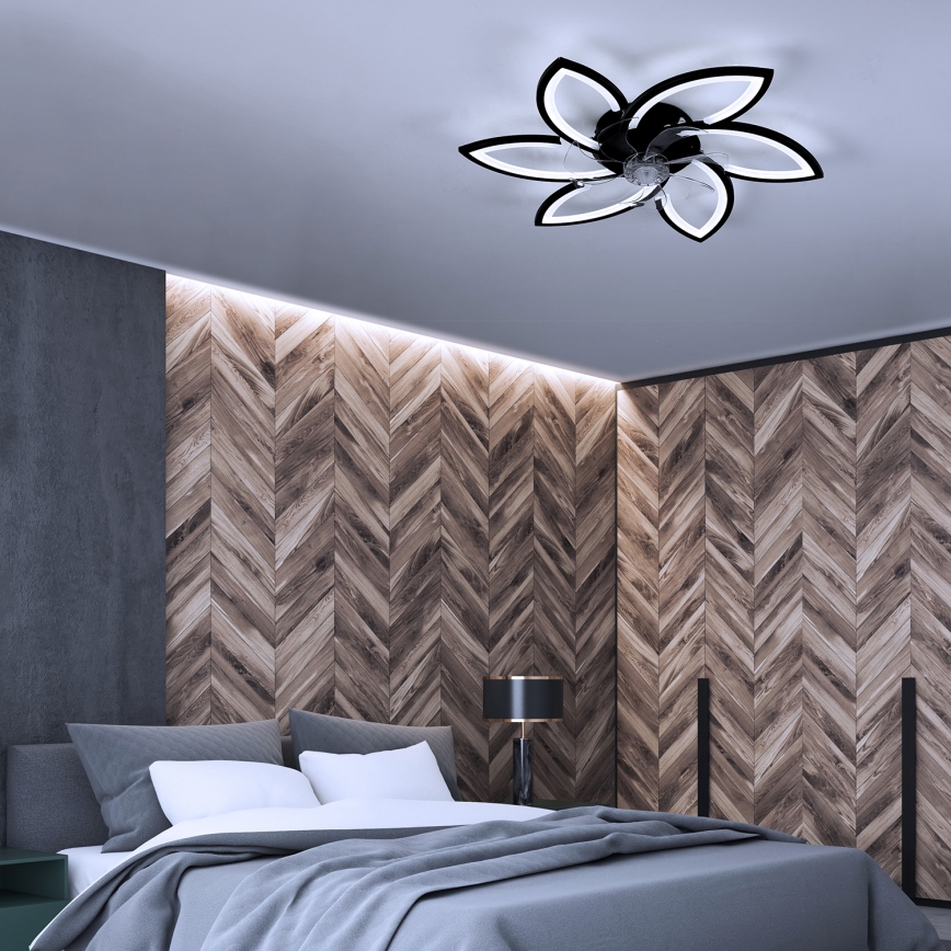 Brilagi - LED Prigušiva stropna svjetiljka s ventilatorom LED/50W/230V 3000-6500K crna + daljinski upravljač