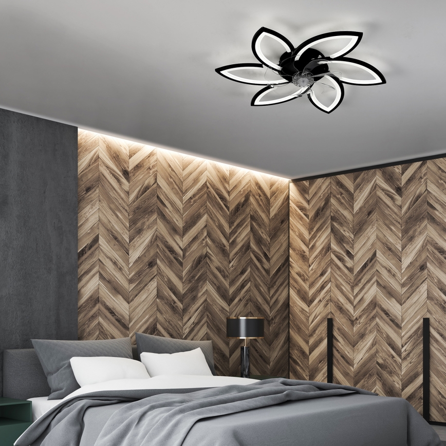 Brilagi - LED Prigušiva stropna svjetiljka s ventilatorom LED/50W/230V 3000-6500K crna + daljinski upravljač