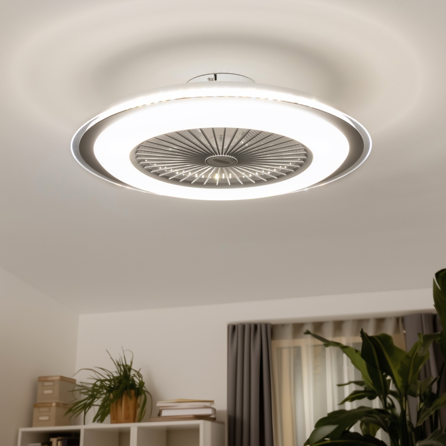 Brilagi - LED Prigušiva svjetiljka s ventilatorom RONDA LED/48W/230V 3000-6000K srebrna + daljinski upravljač