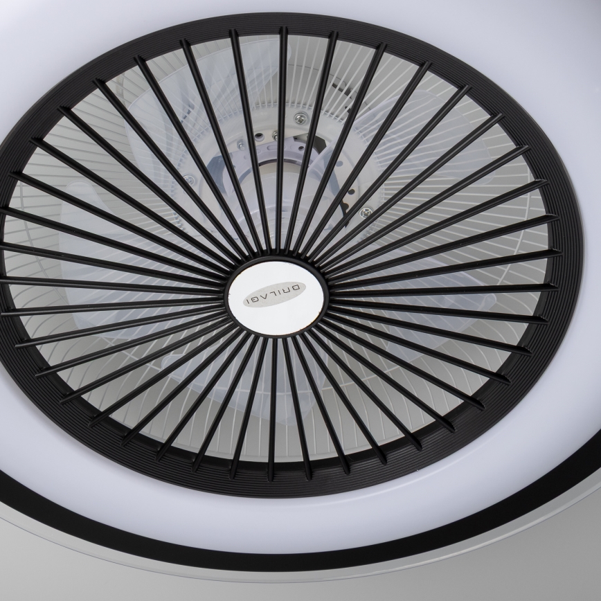 Brilagi - LED Prigušiva svjetiljka s ventilatorom RONDA LED/48W/230V 3000-6000K crna + daljinski upravljač