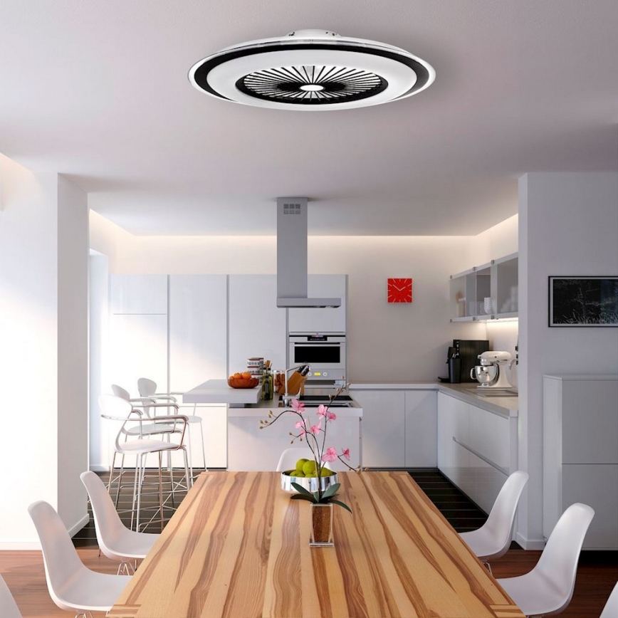 Brilagi - LED Prigušiva stropna svjetiljka s ventilatorom RONDA LED/65W/230V 3000-6500K crna + daljinski upravljač